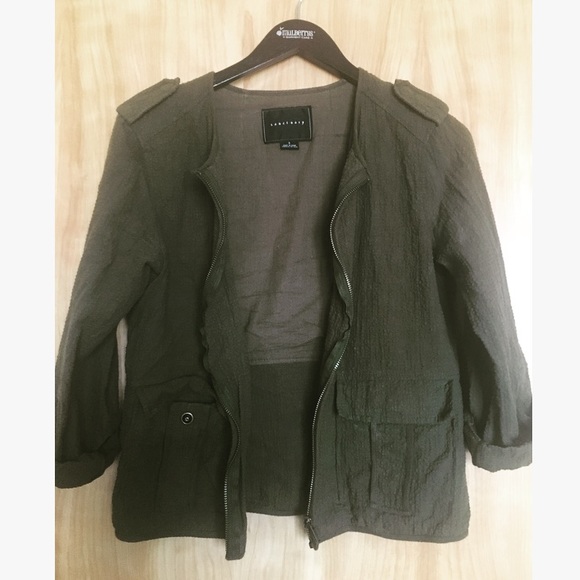 Anthropologie Cropped Olive Green Utility Jacket - Picture 3 of 3